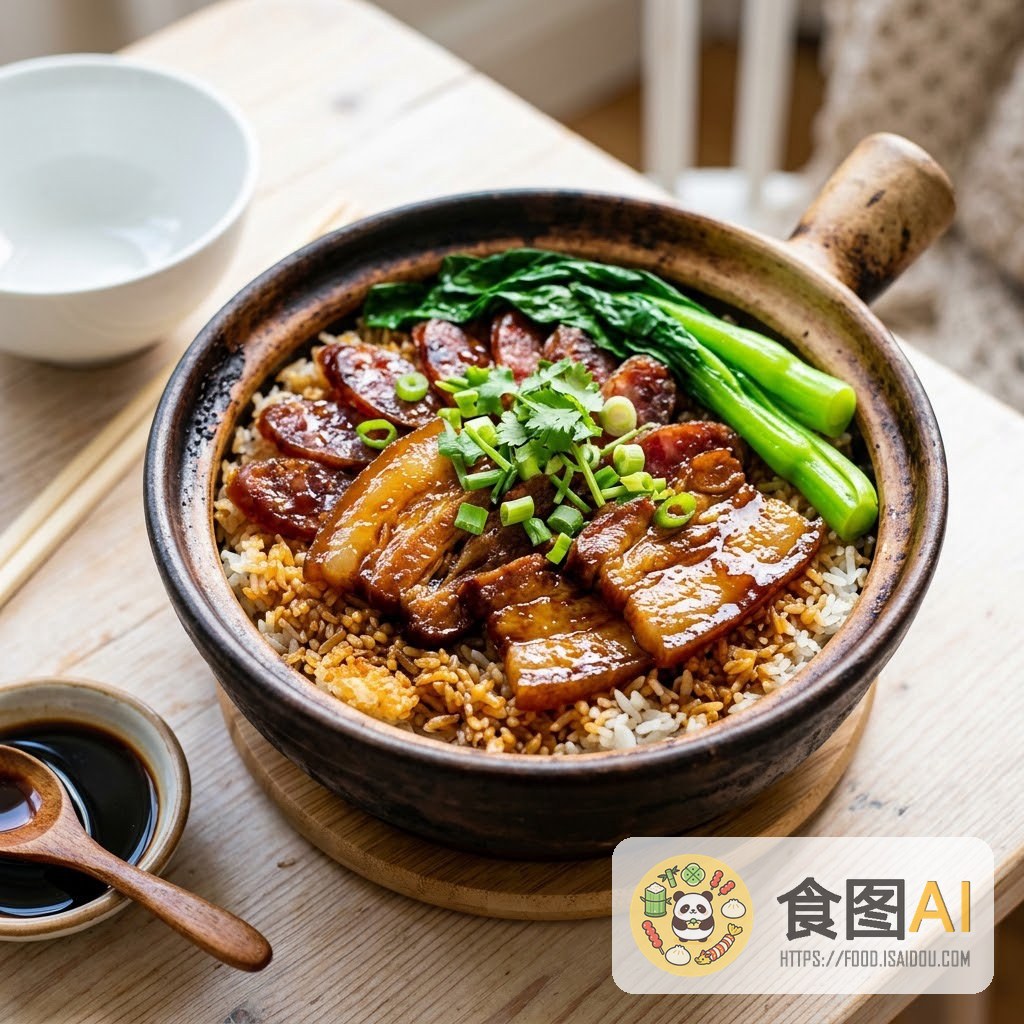 腊味煲仔饭AI高清菜品图 - 外卖风