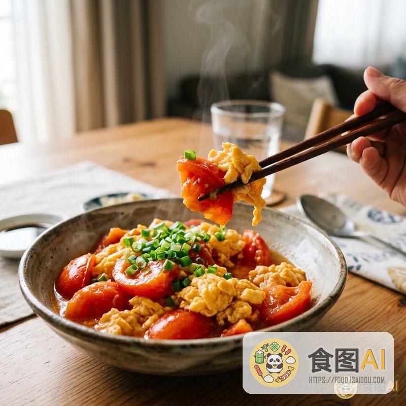 番茄炒蛋AI高清菜品图 - 外卖风