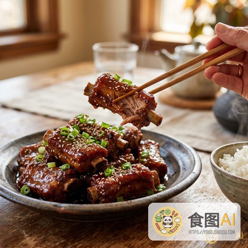 红烧排骨AI高清菜品图 - 外卖风