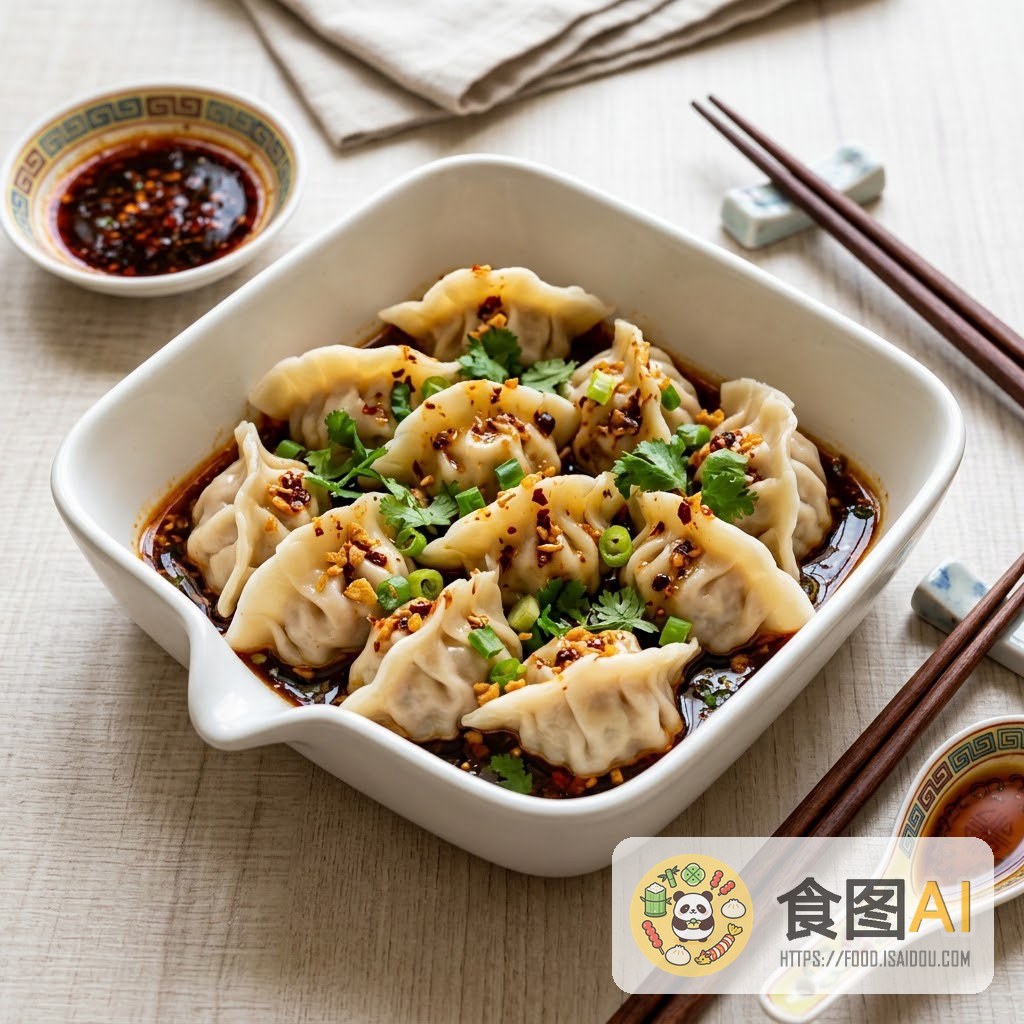 手工水饺AI高清菜品图 - 外卖风