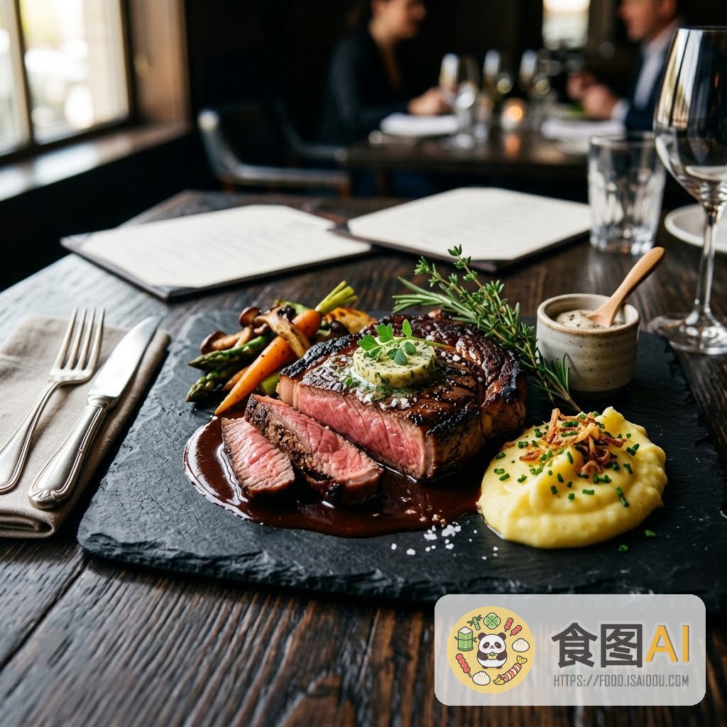 香煎牛排AI高清菜品图 - 餐厅风