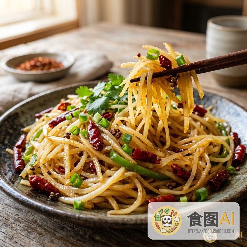 酸辣土豆丝AI高清菜品图 - 外卖风