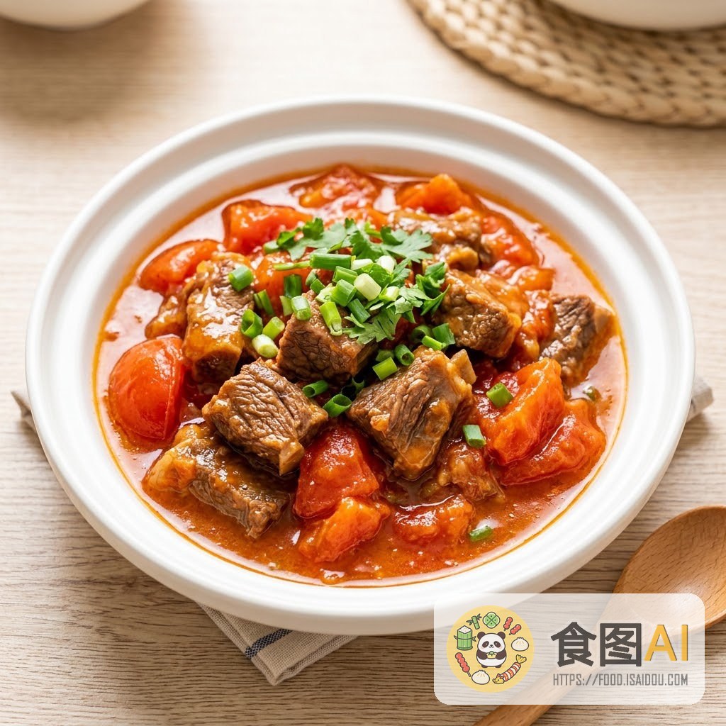 西红柿牛腩AI高清菜品图 - 外卖风