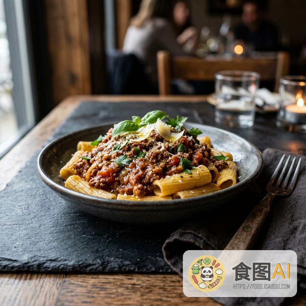 番茄肉酱意面AI高清菜品图 - 餐厅风
