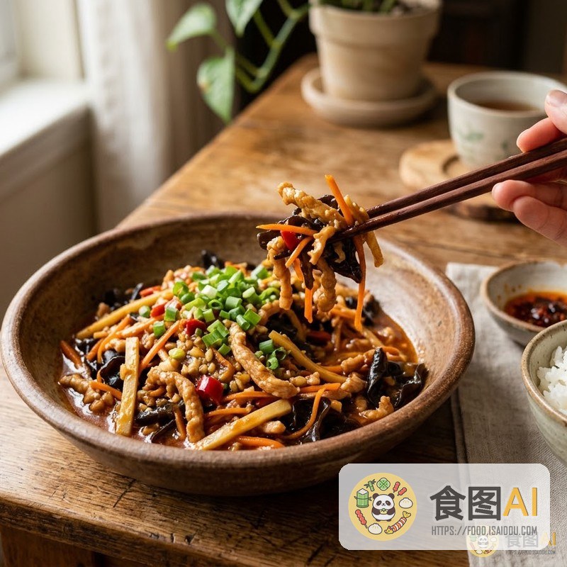 鱼香肉丝AI高清菜品图 - 外卖风
